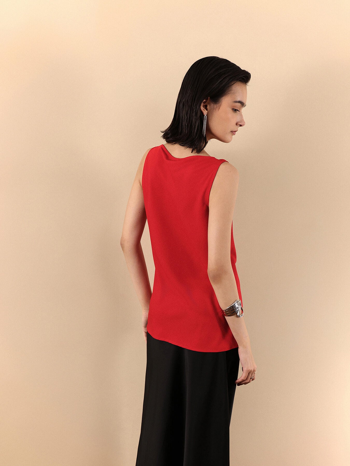 Cowl Neck Top - Red