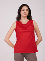 Cowl Neck Top - Red