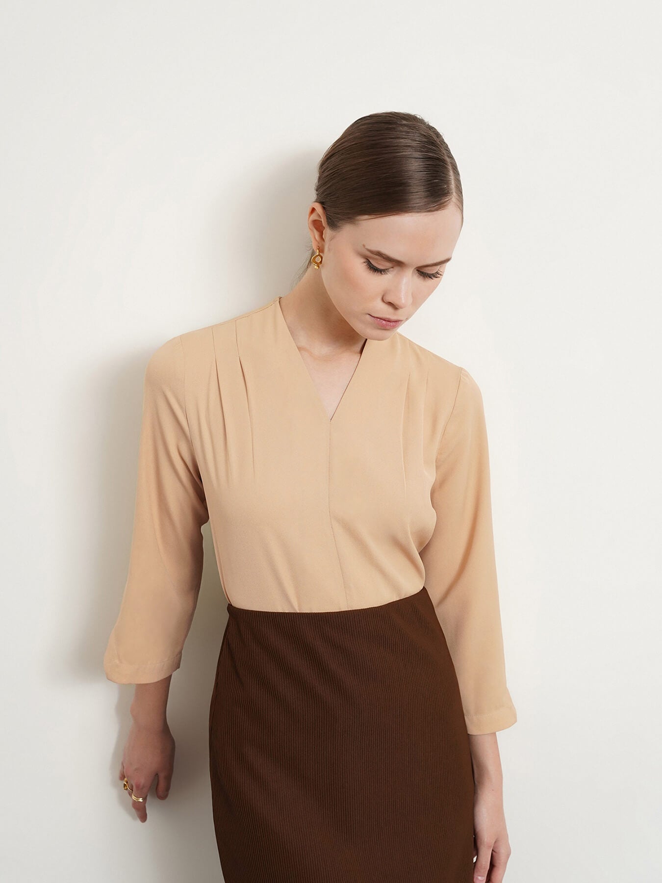 Cutout Detail Top - Beige