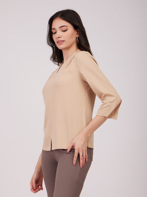 Cutout Detail Top - Beige