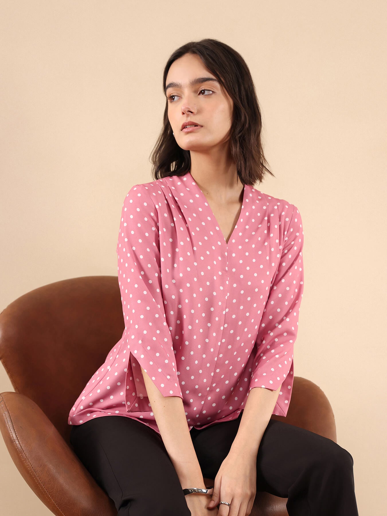 Polka Dot Top - Dusty Pink