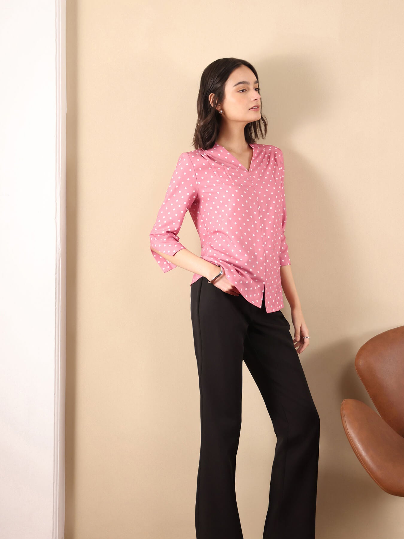 Polka Dot Top - Dusty Pink