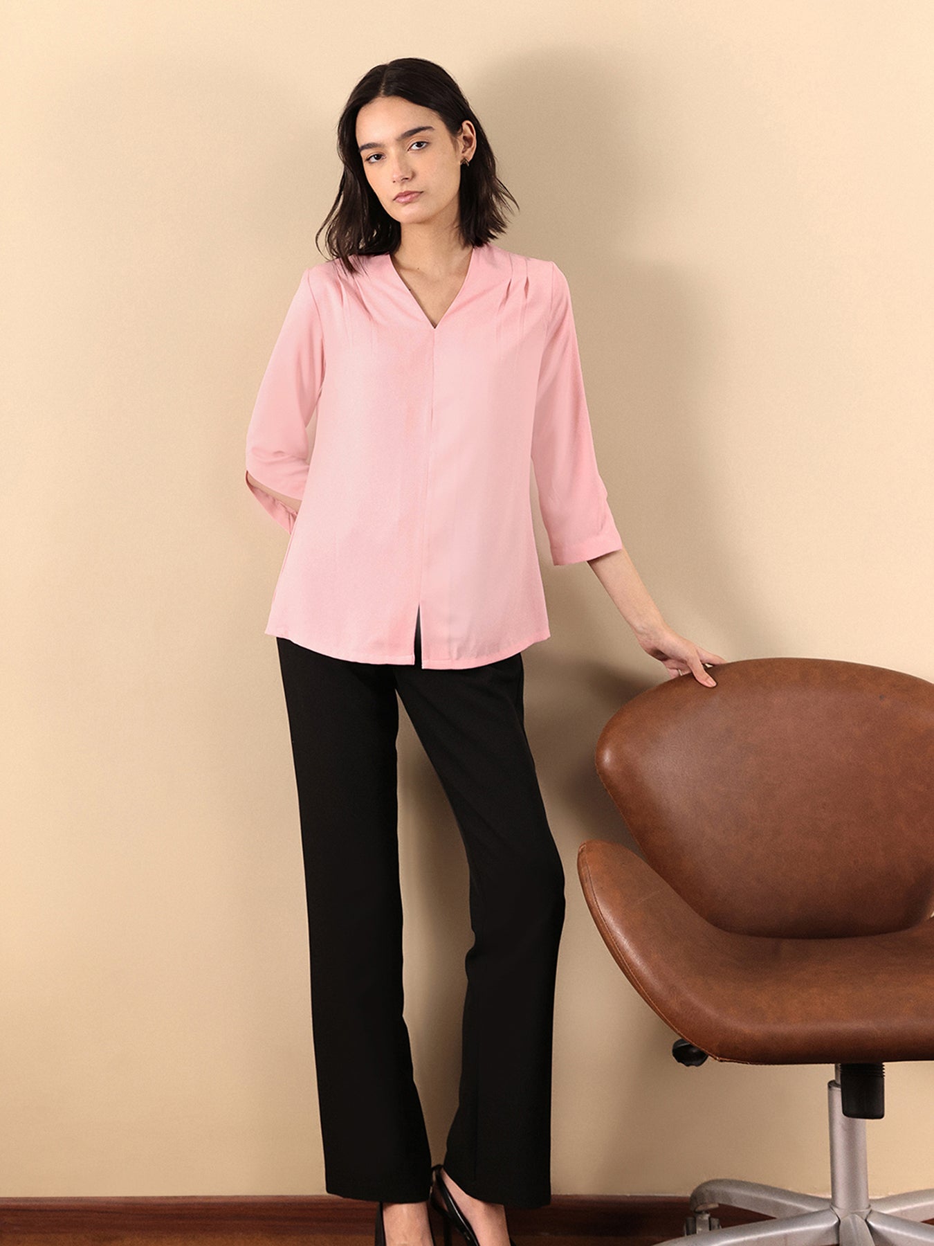 Pleat Detail Top - Dusty Pink