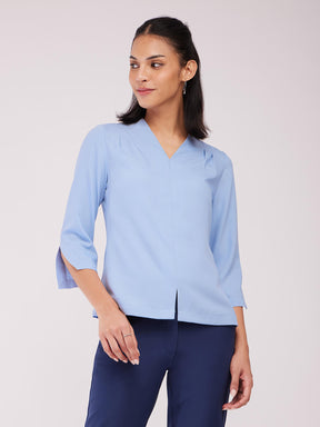 Cutout Sleeves Top - Light Blue