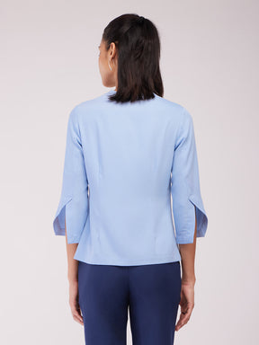 Cutout Sleeves Top - Light Blue