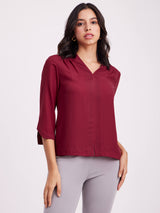 Pleat Detail Top - Maroon