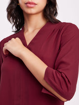 Pleat Detail Top - Maroon