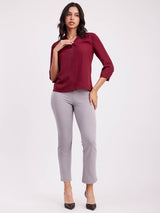 Pleat Detail Top - Maroon