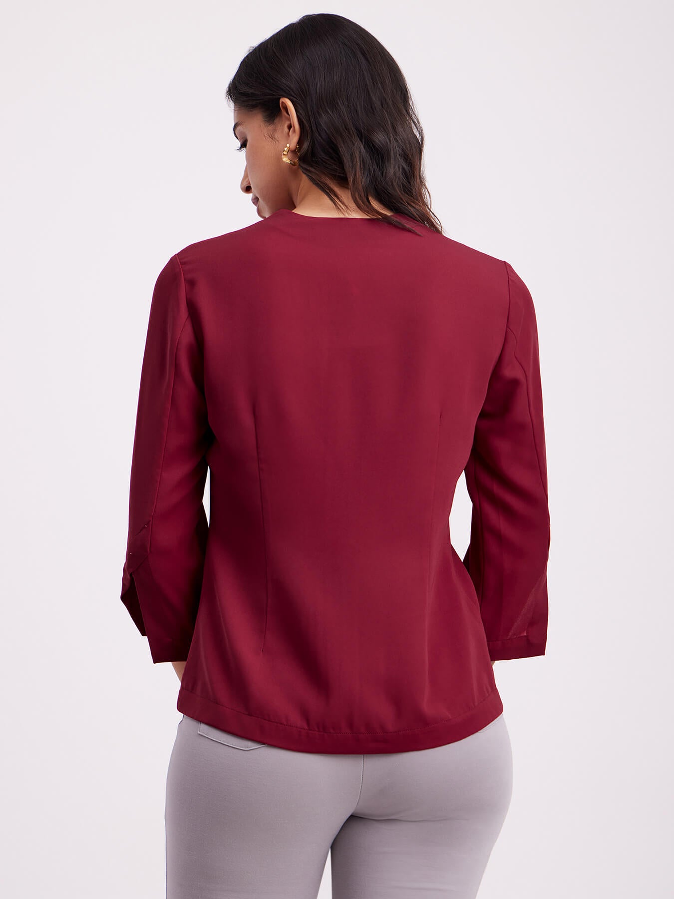 Pleat Detail Top - Maroon