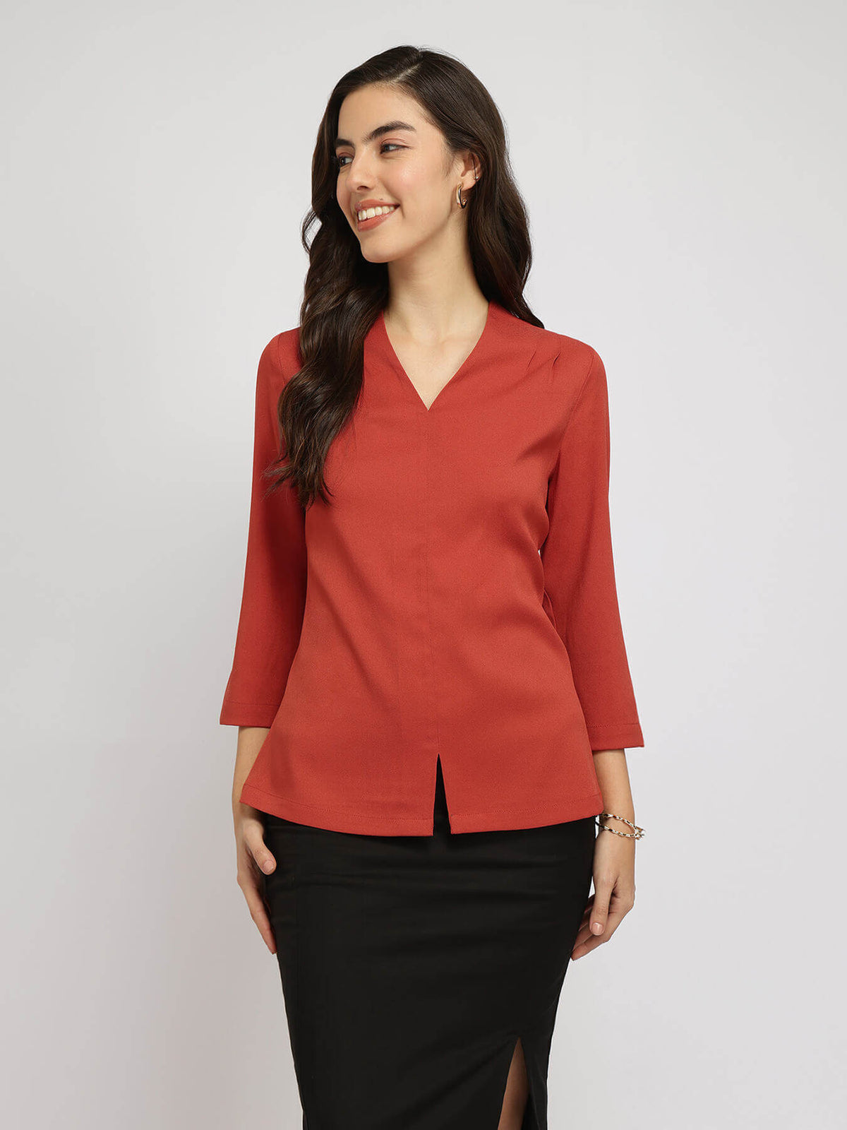 V-Neck Top - Rust