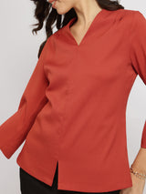 V-Neck Top - Rust
