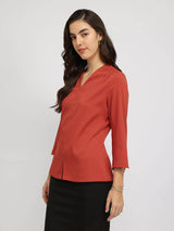 V-Neck Top - Rust
