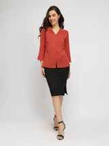 V-Neck Top - Rust