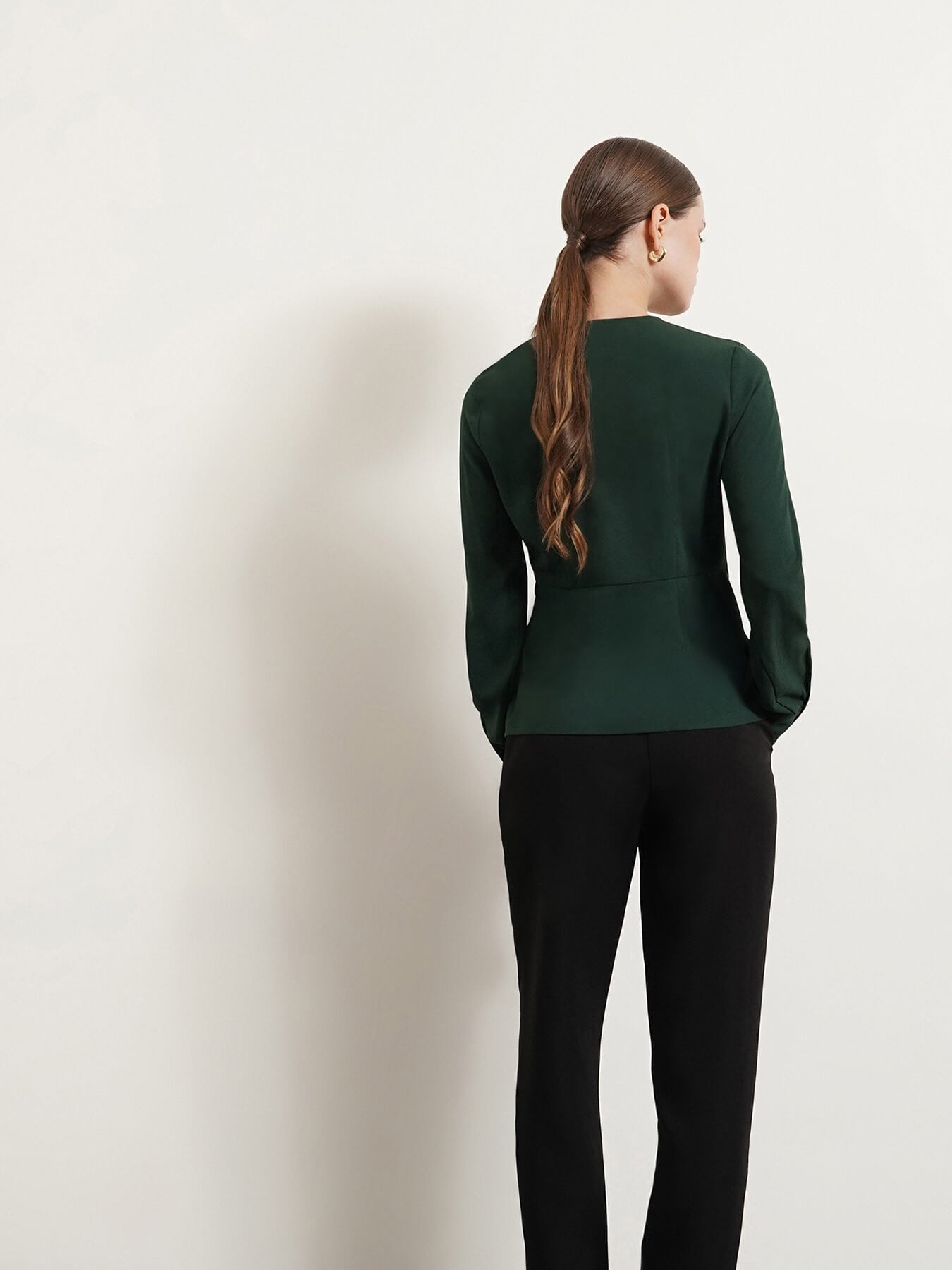 V Neck Wrap Top - Bottle Green