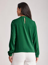 Crew Neck Draped Top - Green