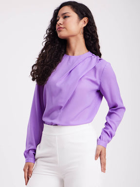 Button Detail Top - Lilac