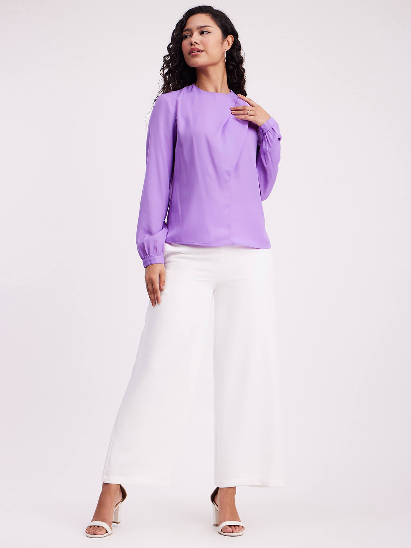 Button Detail Top - Lilac