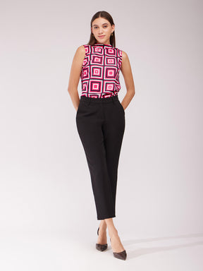 Geometric Print Top - Fuchsia