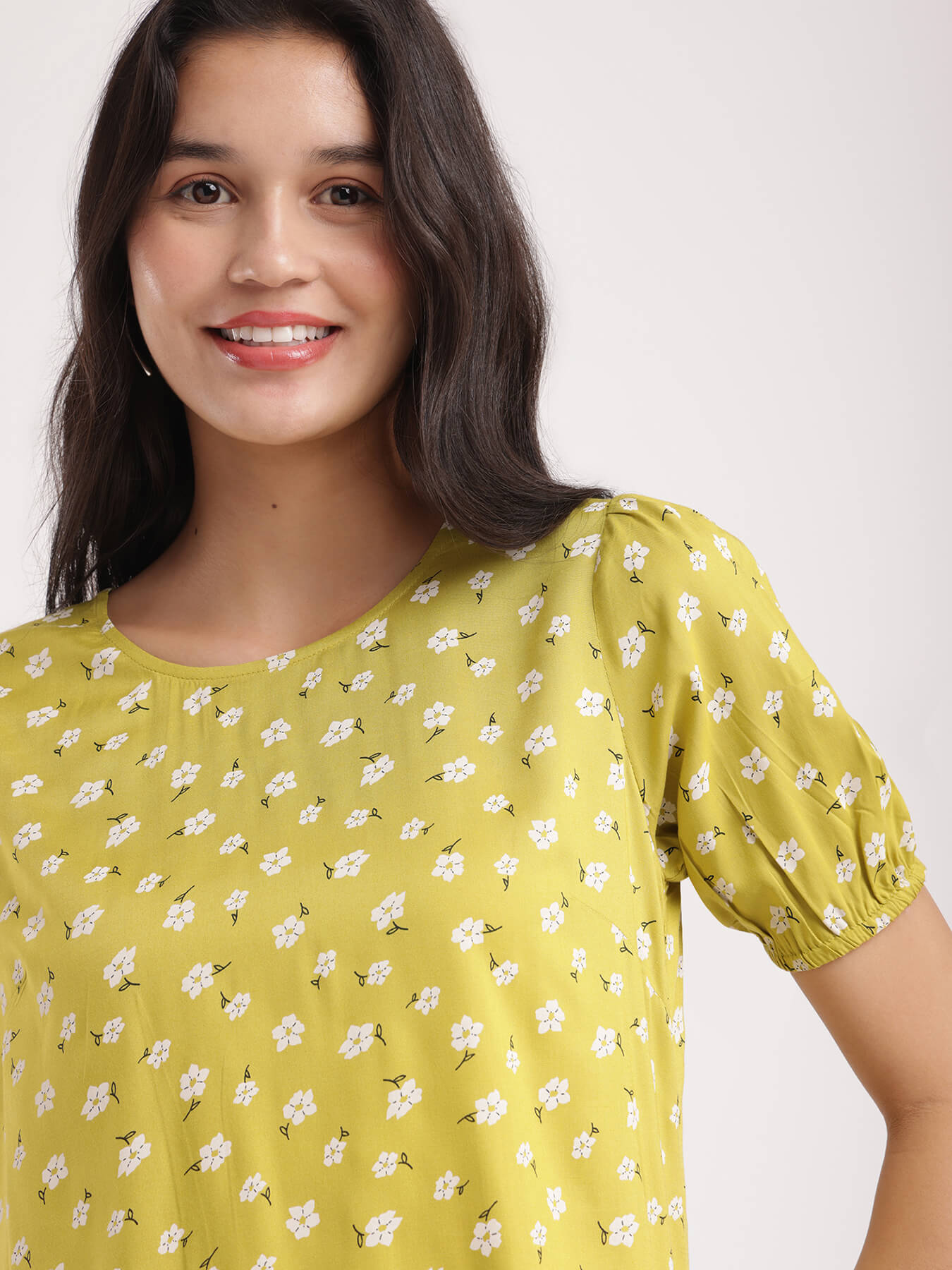 Floral Print Top - Green