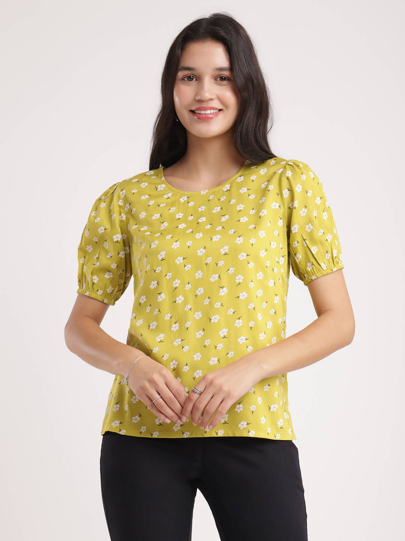 Floral Print Top - Green