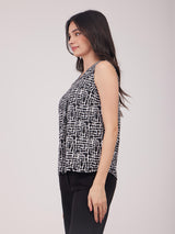 Front Pleat Top - Black And White