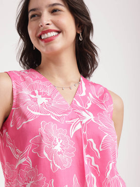 Cotton Floral Top - Pink