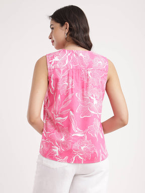 Cotton Floral Top - Pink