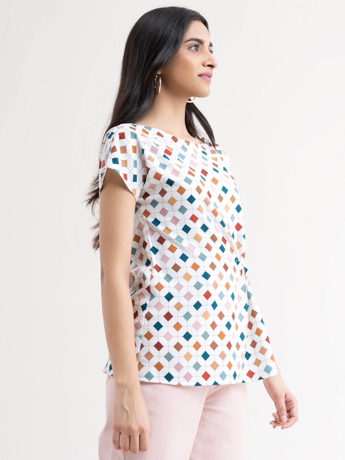 Geometric Print Top - Multicolour