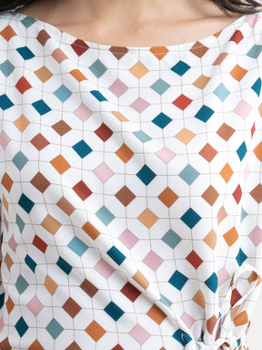 Geometric Print Top - Multicolour