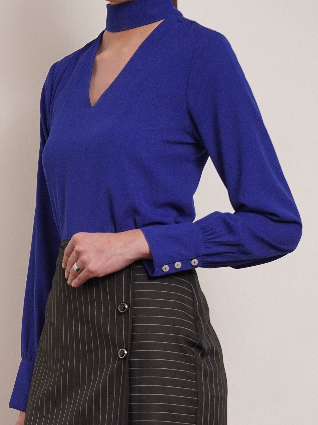 Band V Neck Top - Royal Blue