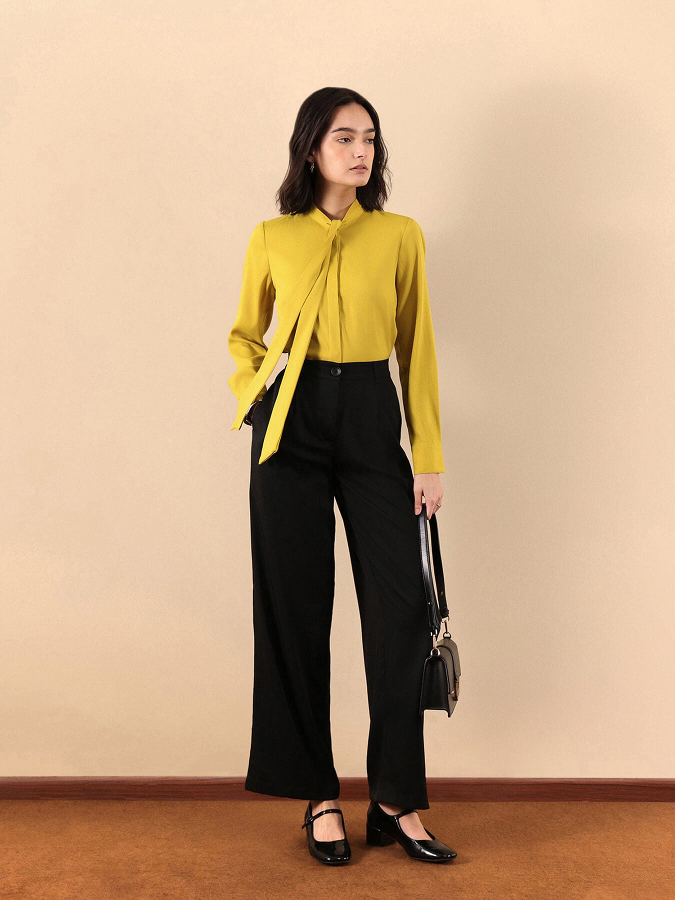 Tie Up Neck Top - Yellow
