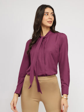 Tie-up Neck Top - Mauve