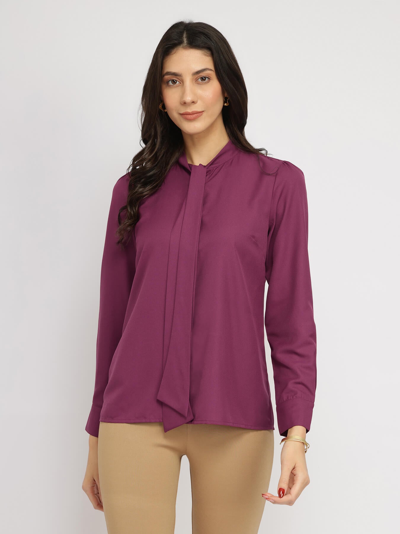 Tie-up Neck Top - Mauve