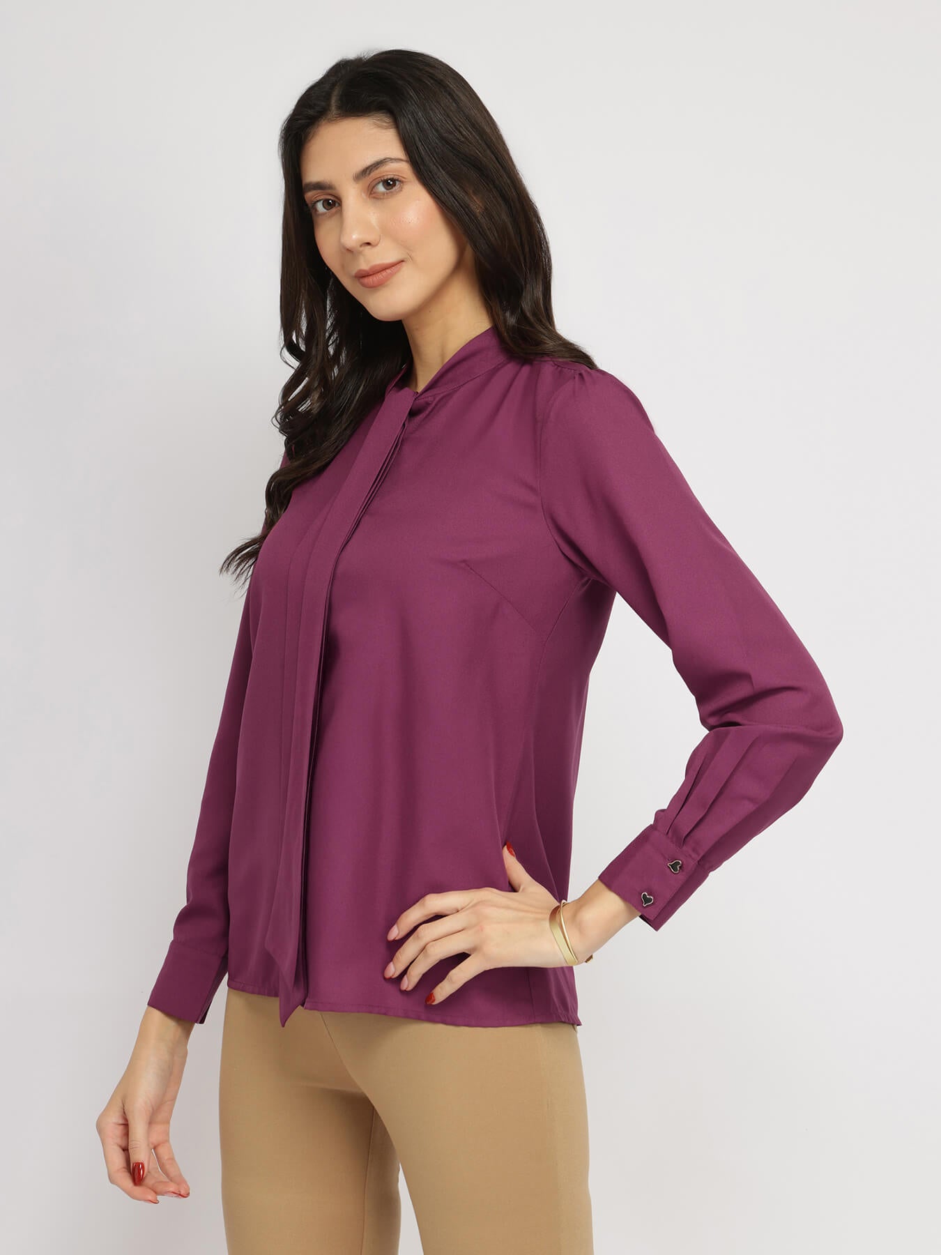 Tie-up Neck Top - Mauve