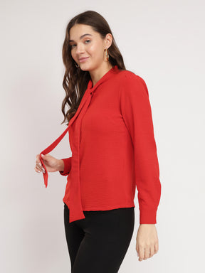 Tie-up Neck Top - Red