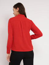 Tie-up Neck Top - Red