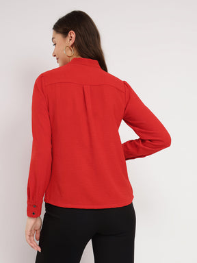 Tie-up Neck Top - Red