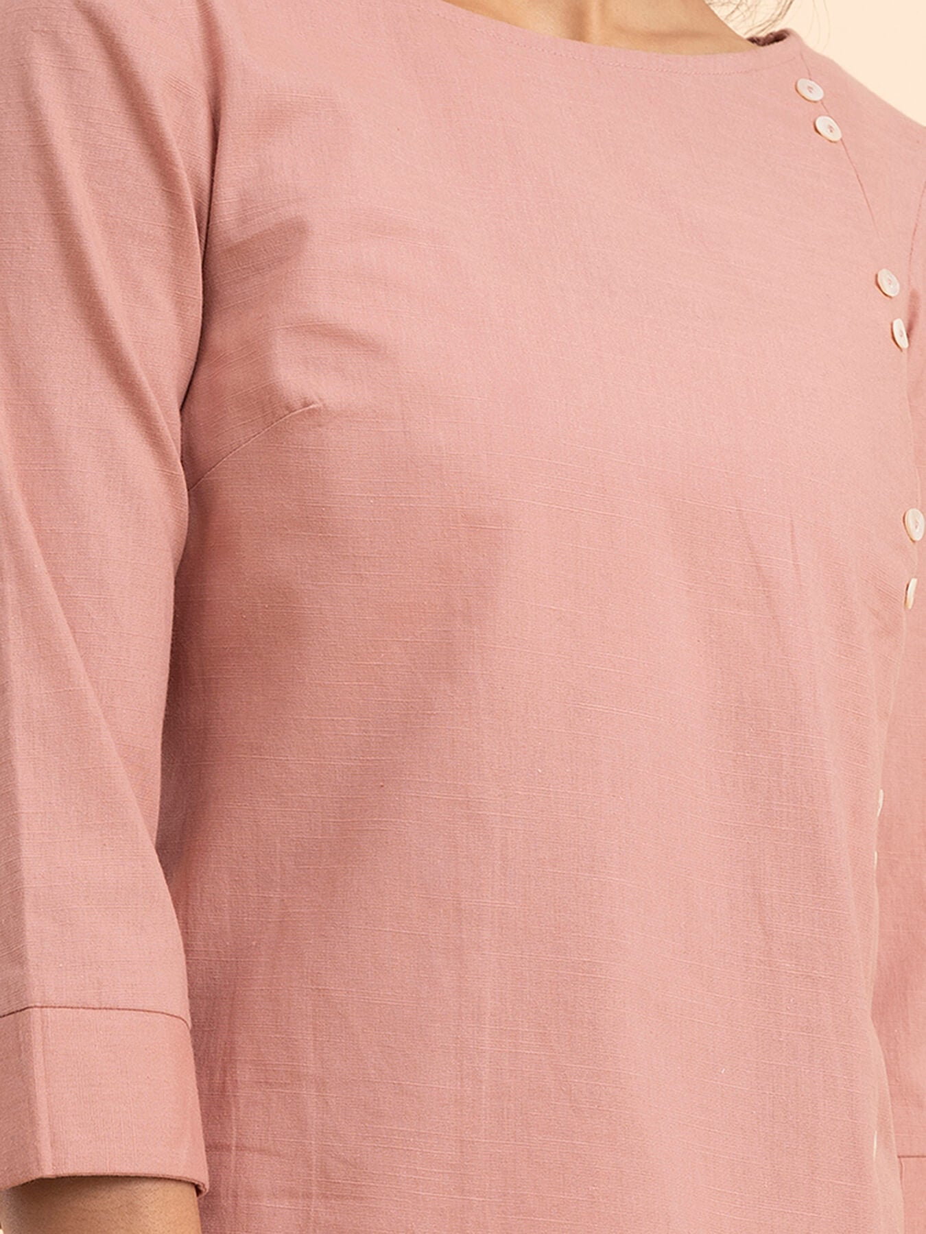 Linen Boat Neck Top - Dusty Pink