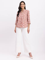 Linen Polka Dot Top - Pink And White