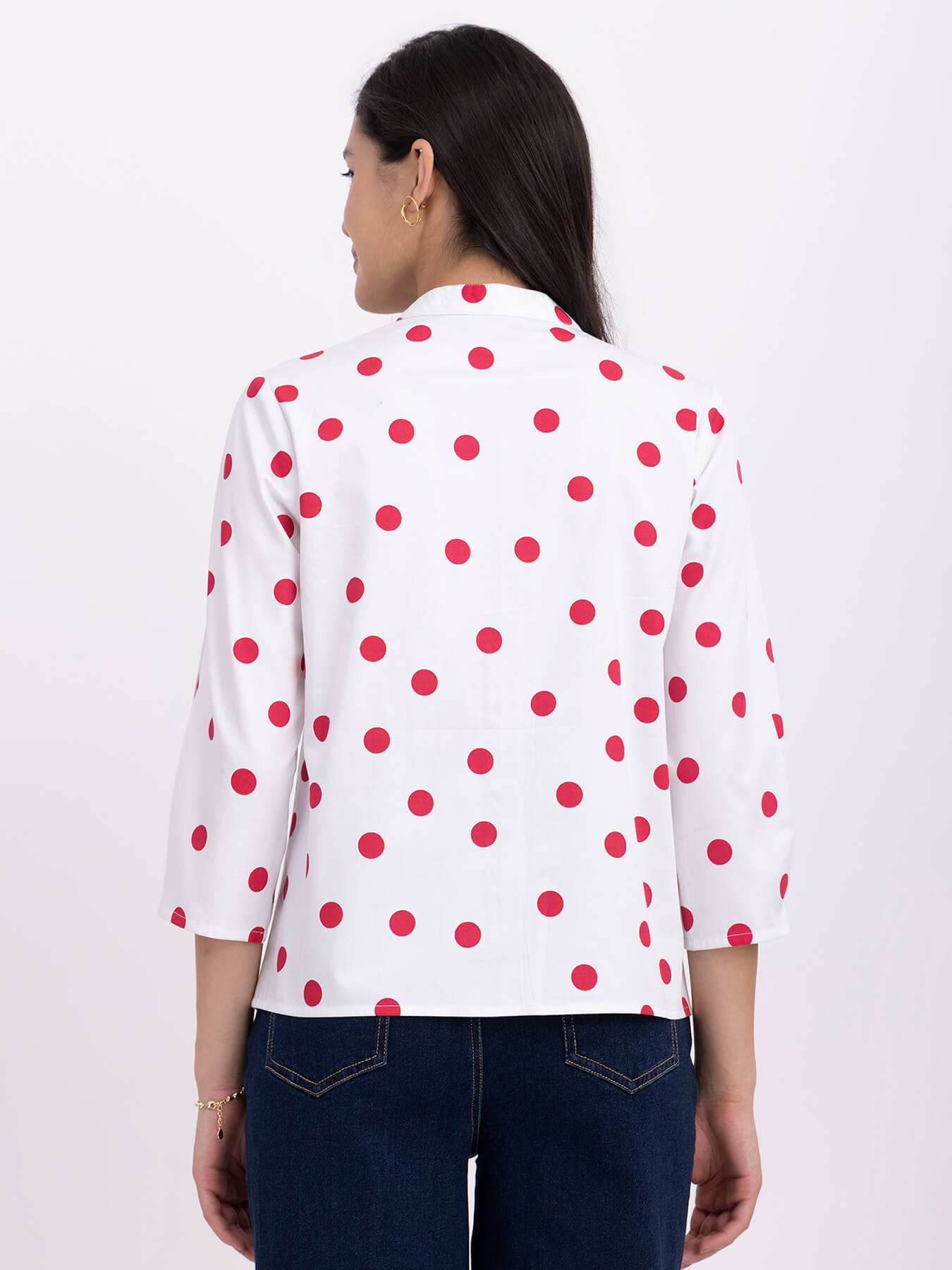 Cotton Polka Dot Top - White And Red