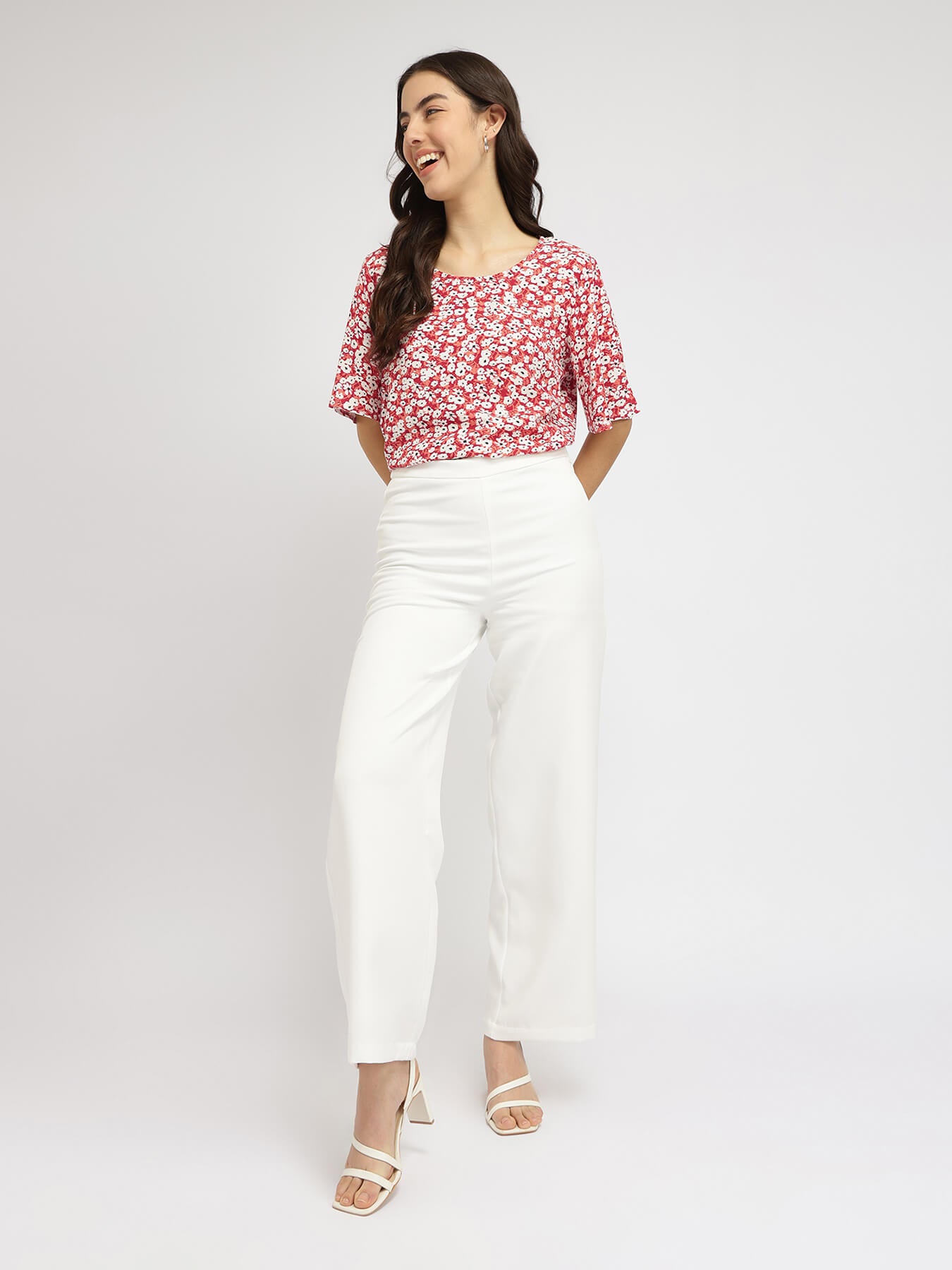 Floral Bell Sleeve Top - Maroon