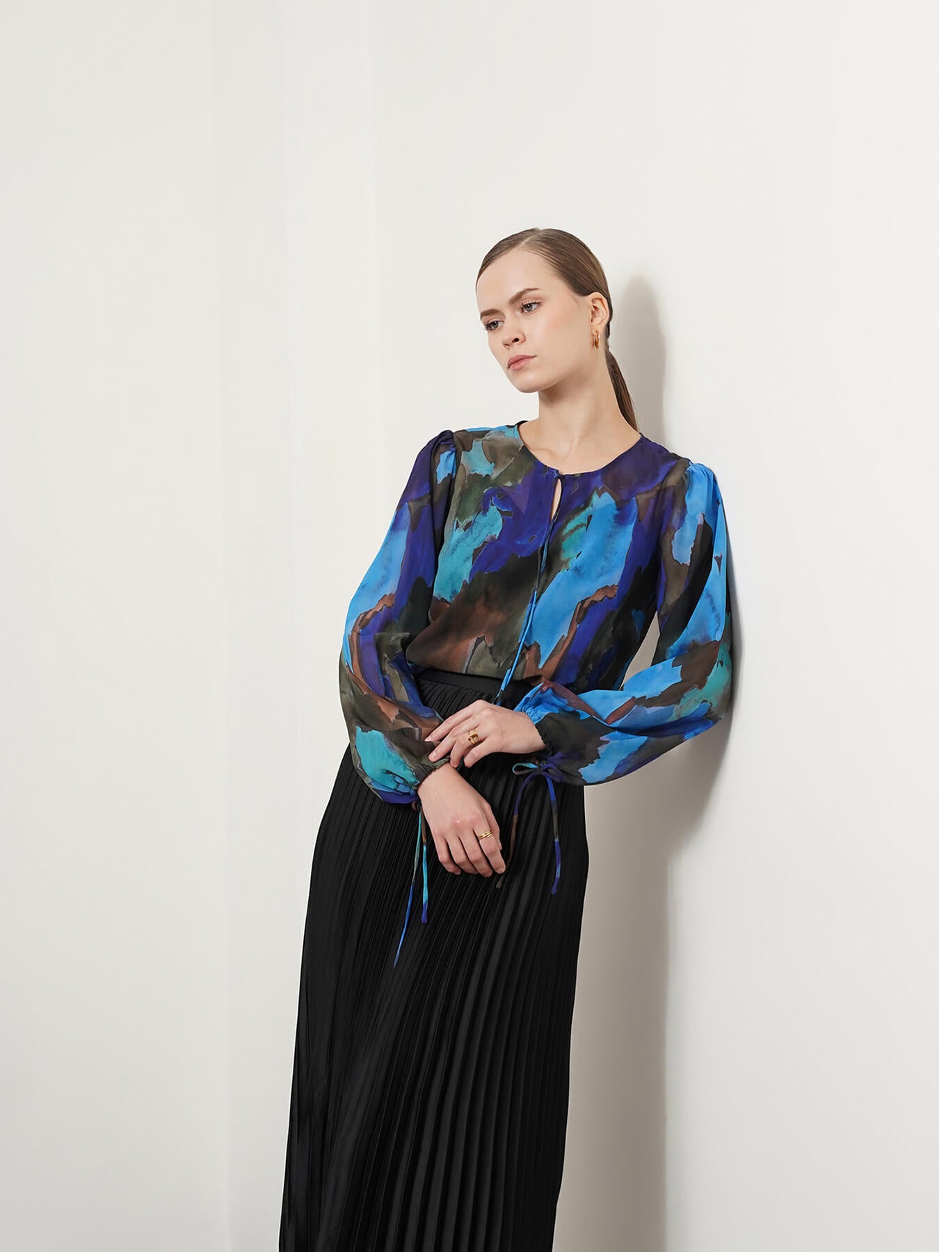 Abstract Print Top - Blue