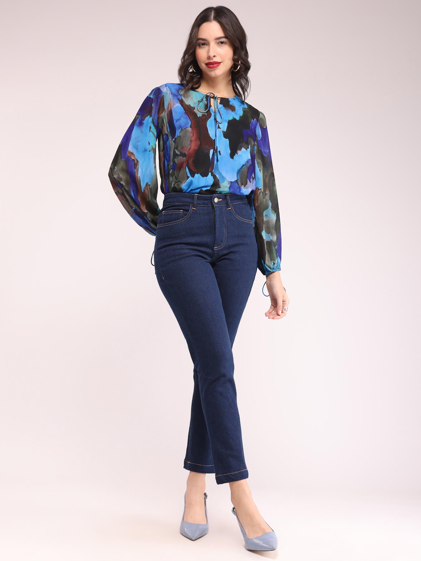 Abstract Print Top - Blue