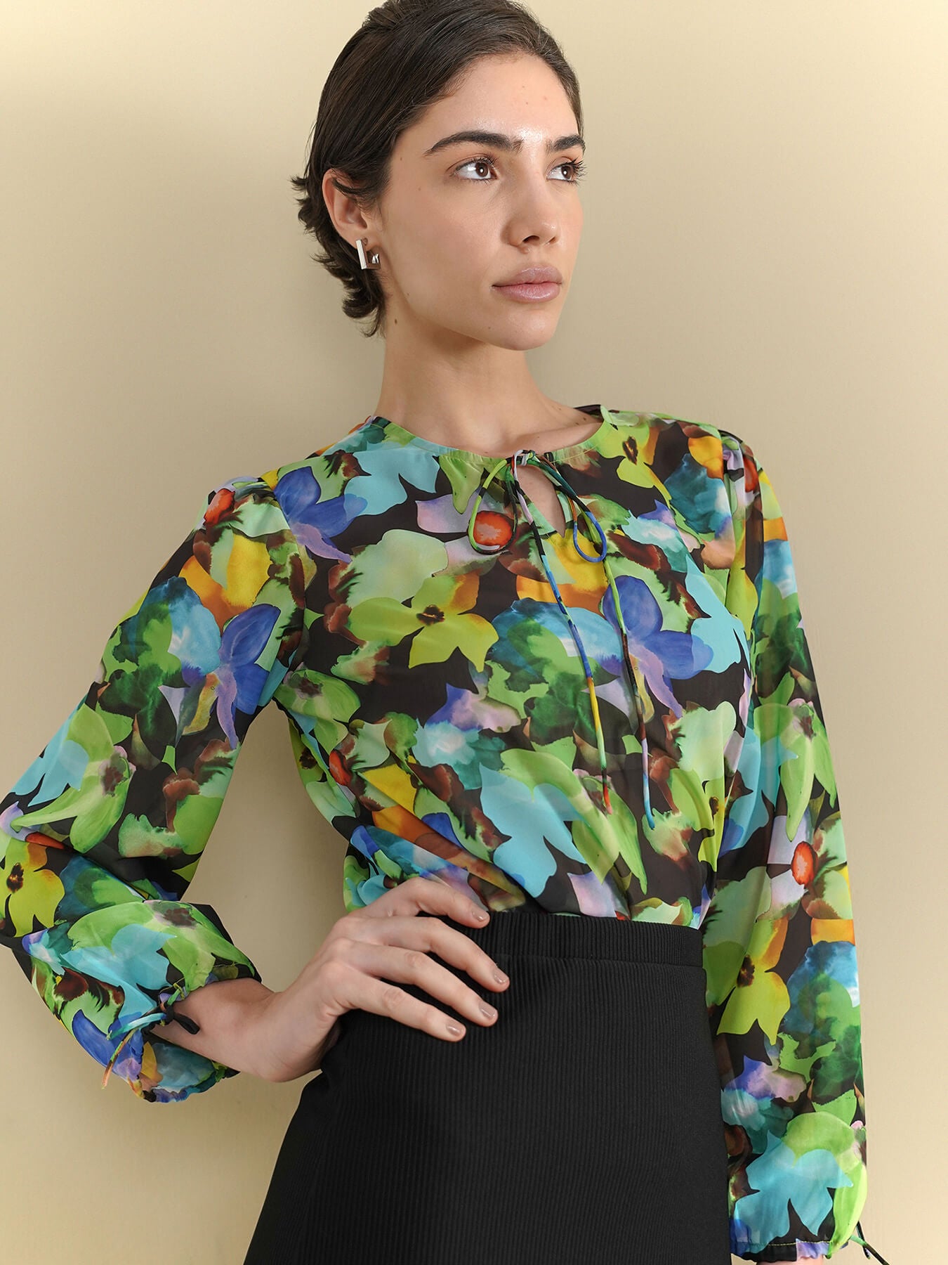 Floral Tie-Up Top - Green