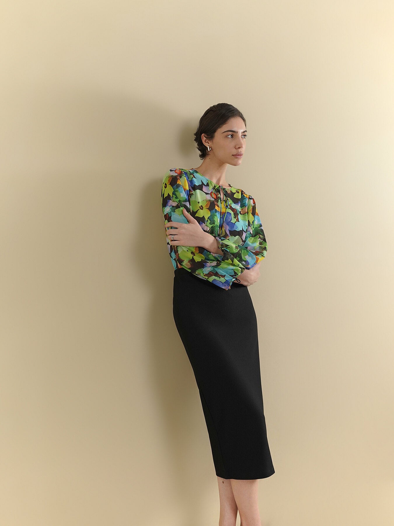 Floral Tie-Up Top - Green