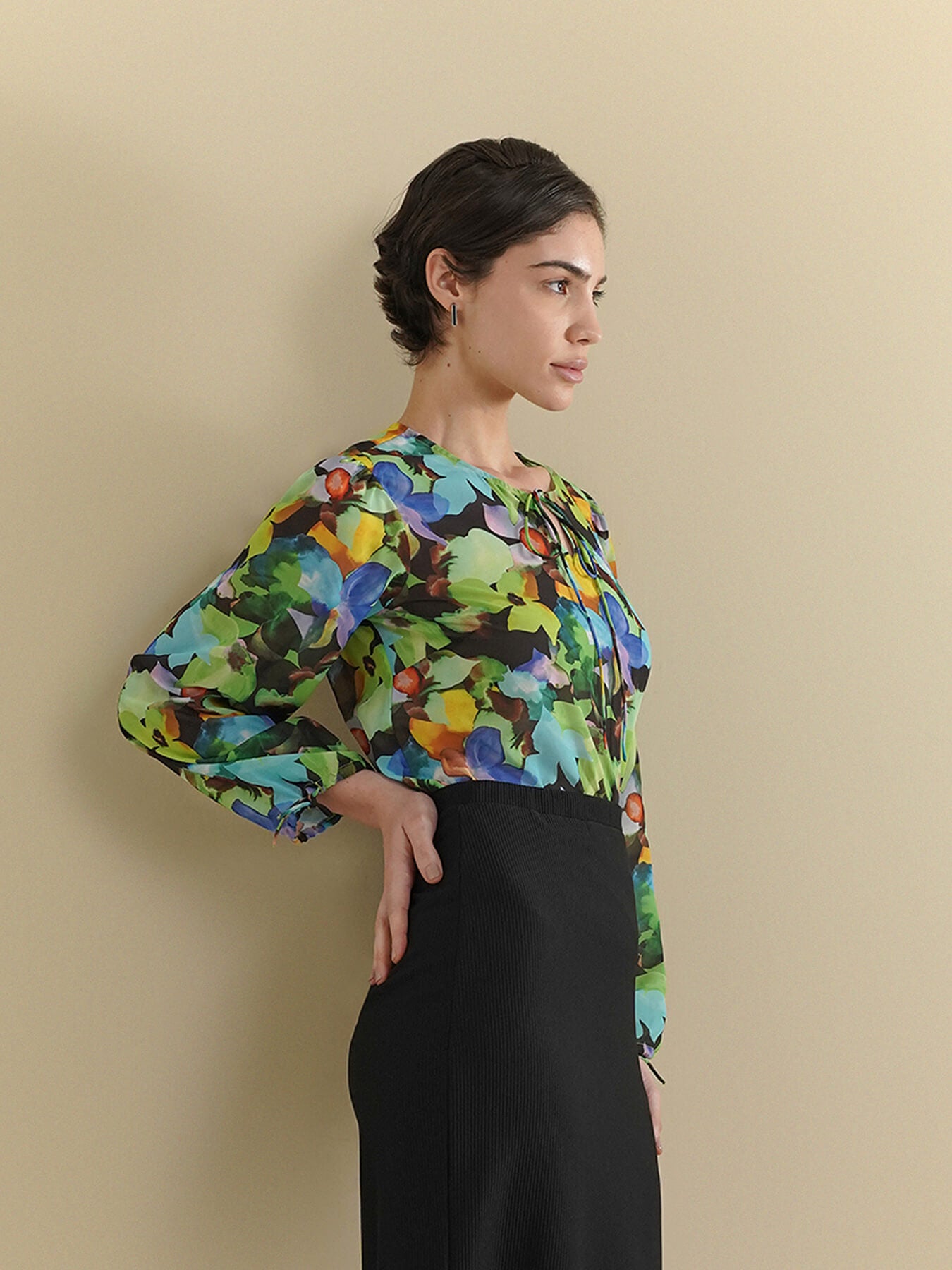 Floral Tie-Up Top - Green