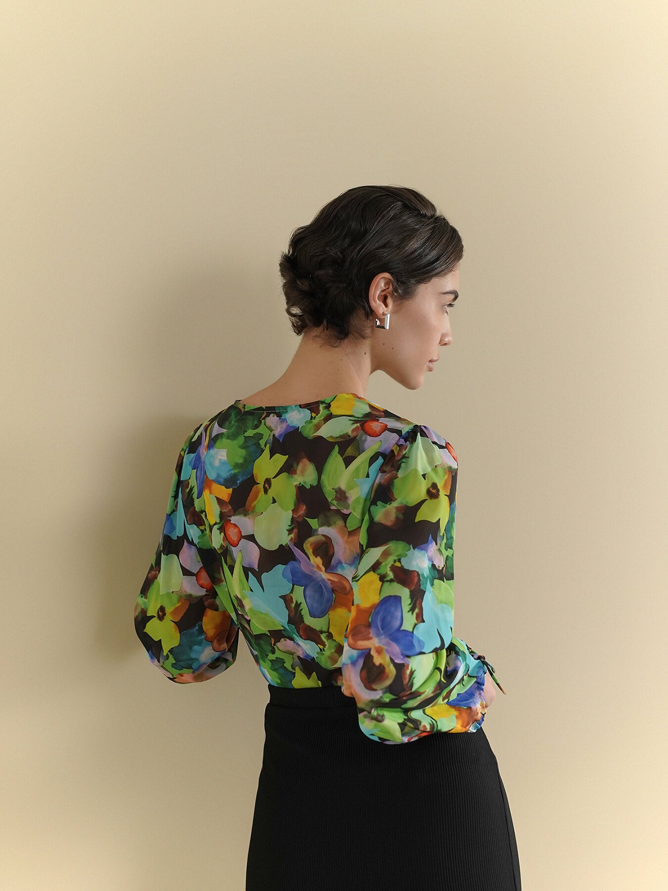 Floral Tie-Up Top - Green