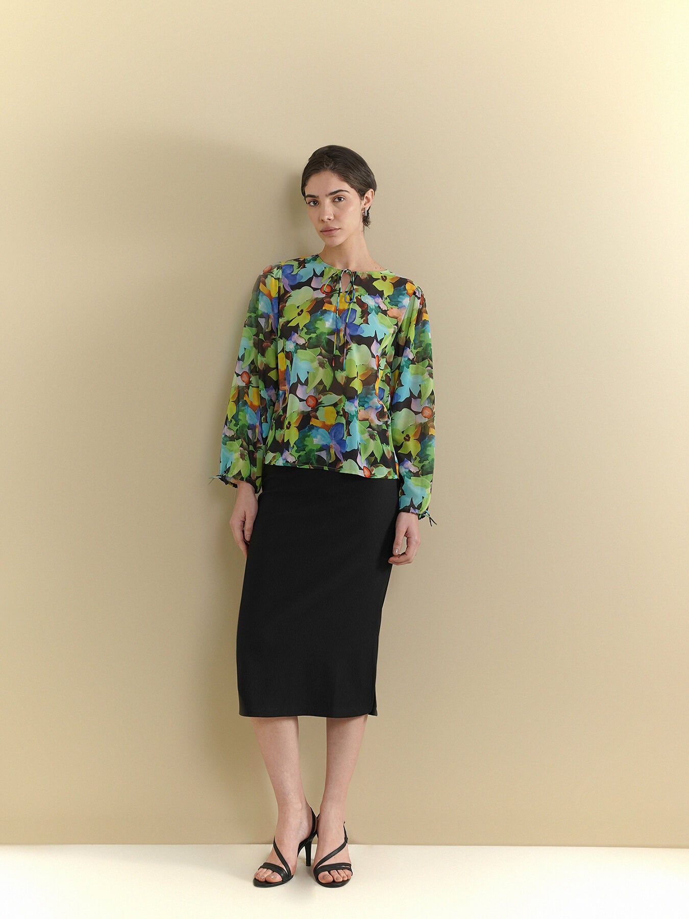 Floral Tie-Up Top - Green