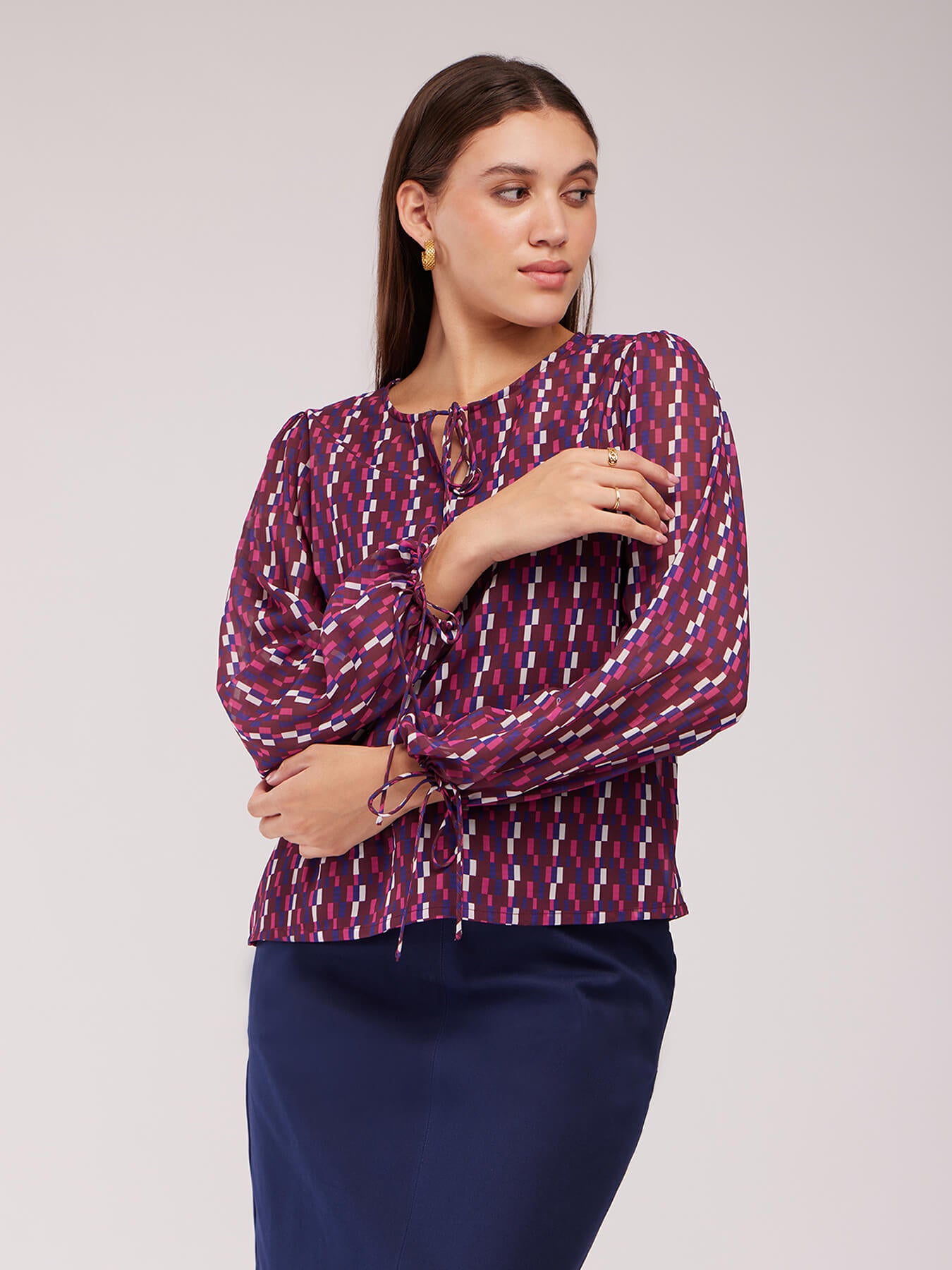 Geometric Print Top - Purple