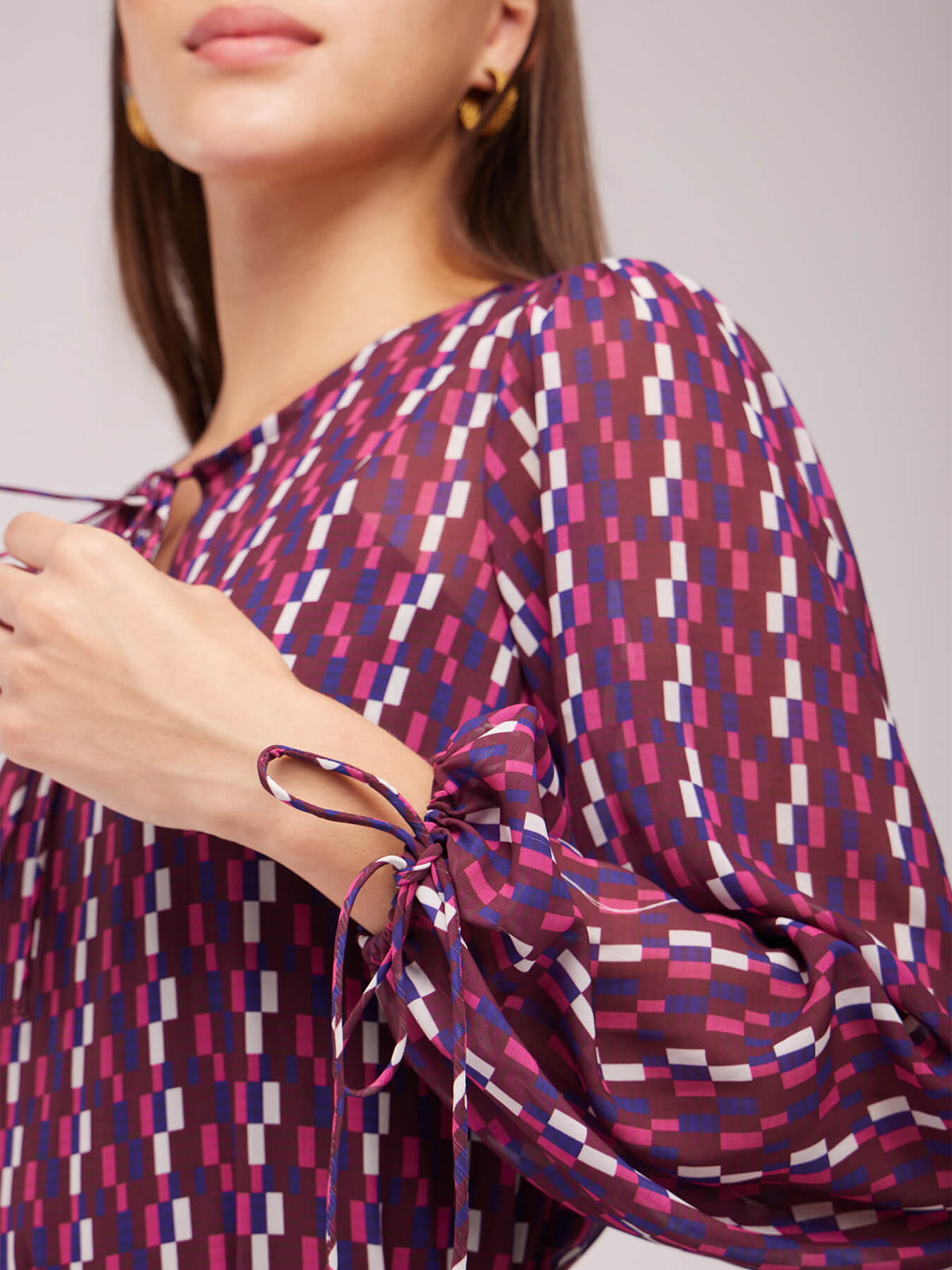 Geometric Print Top - Purple